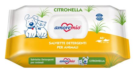 AMOREMIO Scented Cleaning Wipes for Pets Lemongrass 40 pcs