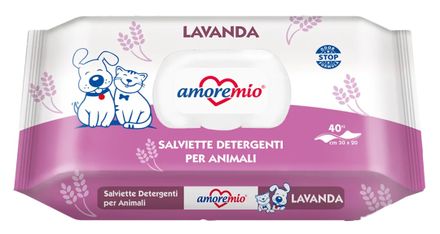 AMOREMIO Scented Cleaning Wipes for Pets Lavender 40 pcs