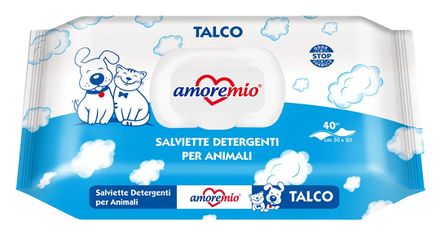 AMOREMIO Scented Cleaning Wipes for Pets, Talc 40 pcs