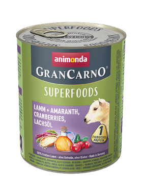 Animonda GranCarno - Superfoods, 
Lamm + Amaranth, Cranberries, Lachsöl 800 g