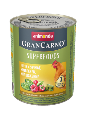 Animonda GranCarno - Superfoods, 
chicken + spinach, raspberries, pumpkin seeds 800 g