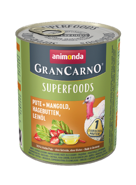 Animonda GranCarno - Superfoods, 
turkey + chard, rosehips, linseed oil 800 g