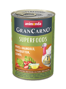 Animonda GranCarno - Superfoods, 
turkey + chard, rosehips, linseed oil 400 g