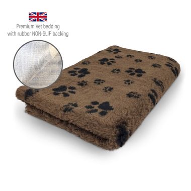 DEFECTIVE PIECE - DRYBED Premium Vet Bed brown with black paws 150 x 100 cm
