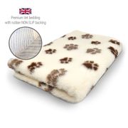 DRYBED Premium Vet Bed beige + taupe & brown paws 150 x 100 cm