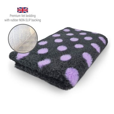 DRYBED Premium Vet Bed Dots anthracite + lilac 150 x 100 cm