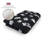 DRYBED Premium Vet Bed black + grey & white paws 100 x 75 cm