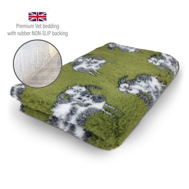 DRYBED Premium Vet Bed Farm Animals Woolly Cow green 100 x 75 cm