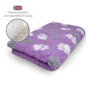 DRYBED Premium Vet Bed lilac + grey & white paws 100 x 75 cm