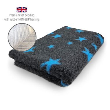DRYBED Premium Vet Bed Stars anthracite + blue 150 x 100 cm