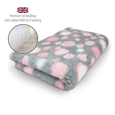 DRYBED Premium Vet Bed Circles grey + pink + white 150 x 100 cm