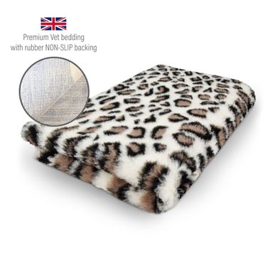 DRYBED Premium Vet Bed Leopard brown + cream 150 x 100 cm