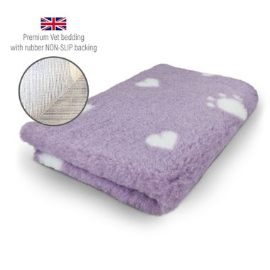 DRYBED Premium Vet Bed PawHearts lilac 150 x 100 cm