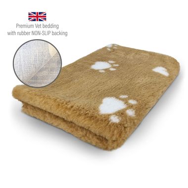 DRYBED Premium Vet Bed PawHearts camel 100 x 75 cm