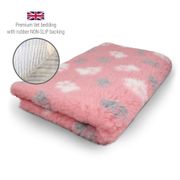 DRYBED Premium Vet Bed pink + grey & white paws 150 x 100 cm