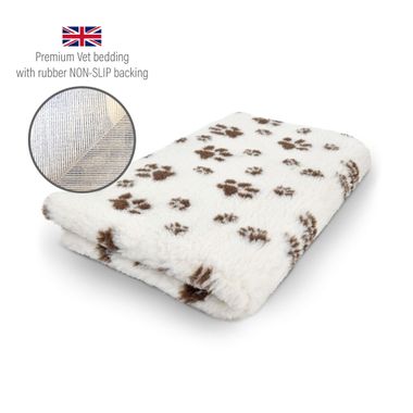 DRYBED Premium Vet Bed Small Paws cream + brown paws 100 x 75 cm