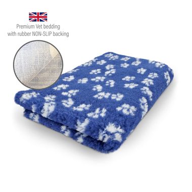 DRYBED Premium Vet Bed Small Paws blue + white paws 100 x 75 cm