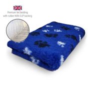 DRYBED Premium Vet Bed cobalt blue + black & white paws 100 x 75 cm