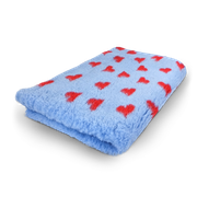 DRYBED Premium Vet Bed Valentine light blue with fuchsia hearts 100 x 75 cm