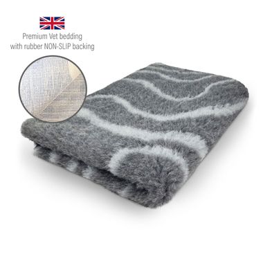 DRYBED Premium Vet Bed Waves anthracite + grey 100 x 75 cm