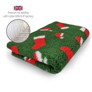 DRYBED Premium Vet Bed XMAS Santa Socks green 150 x 100 cm