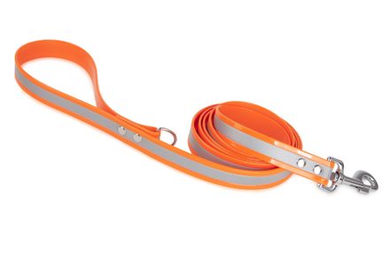 Firedog BioThane Dog leash Reflect 25 mm 1,2 m with handle & D-ring orange