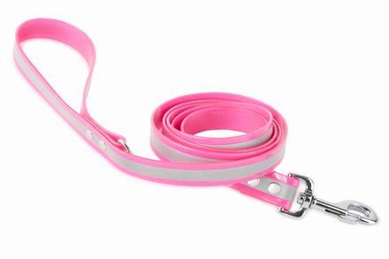 Firedog BioThane Dog leash Reflect 25 mm 1,2 m with handle & D-ring pink