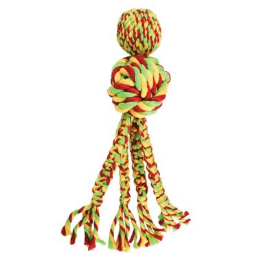 KONG® Wubba Weaves with rope S green with pink and yellow