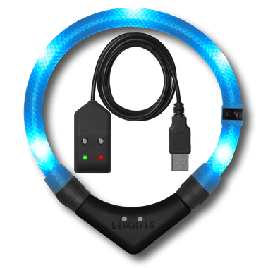 LED Light dog collar LEUCHTIE Easy Charge USB ice blue 52,5 cm