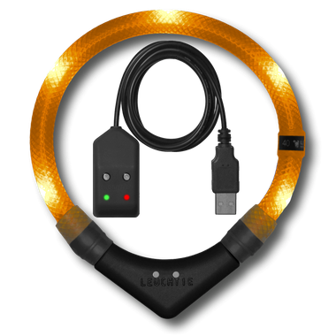 LED Light dog collar LEUCHTIE Easy Charge USB sunset orange 42,5 cm
