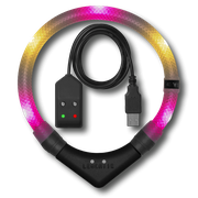 LED Light dog collar LEUCHTIE Easy Charge USB hot pink-vanilla 35 cm