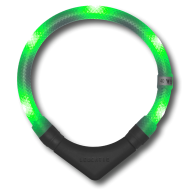 LED Light dog collar LEUCHTIE Plus green transparent tube 37,5 cm