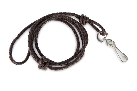 Woven leather lanyard brown