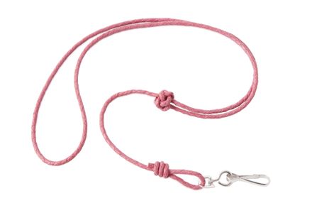 Woven leather lanyard pink