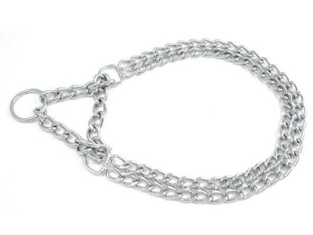 Double chain collar with martingale 50 cm, 2,5 mm