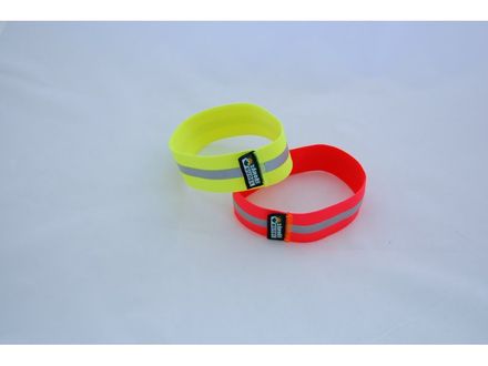 Safety collar - rubber strap with reflective strip + fastener - 61 cm - yellow