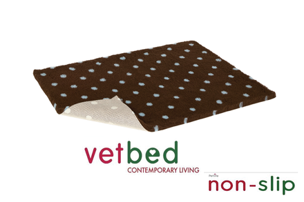 Vetbed® Non-Slip brown with blue polka dot 100 x 150 cm