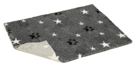 Vetbed® Non-Slip grey with white stars and paws 100 x 150 cm