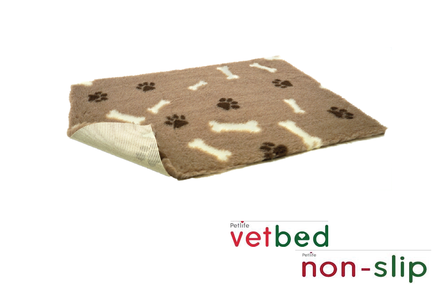 Vetbed® Non-Slip mink with cream bones and brown paws 100 x 150 cm